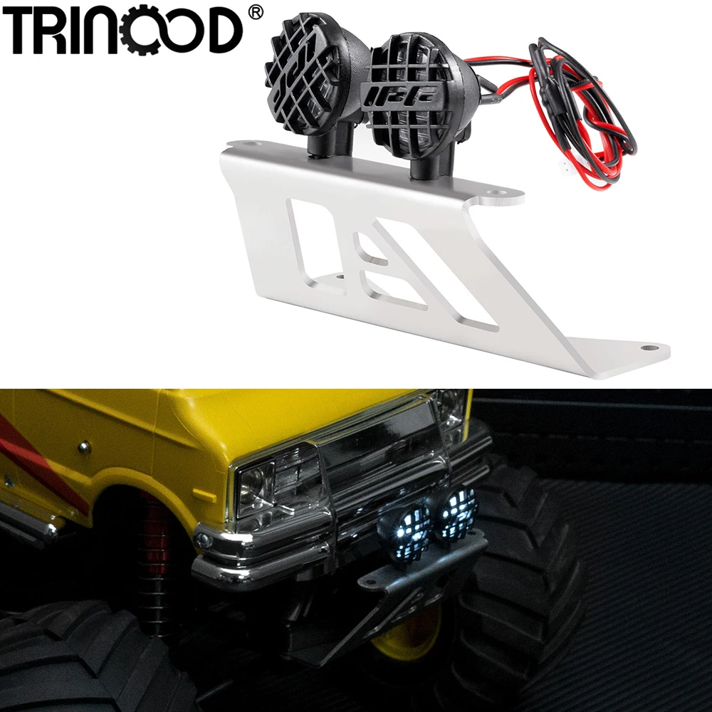 TRINOOD Metal Front Bumper and LED Lights Set for 1/12 Tamiya Lunch Box 57409 Upgrade Parts