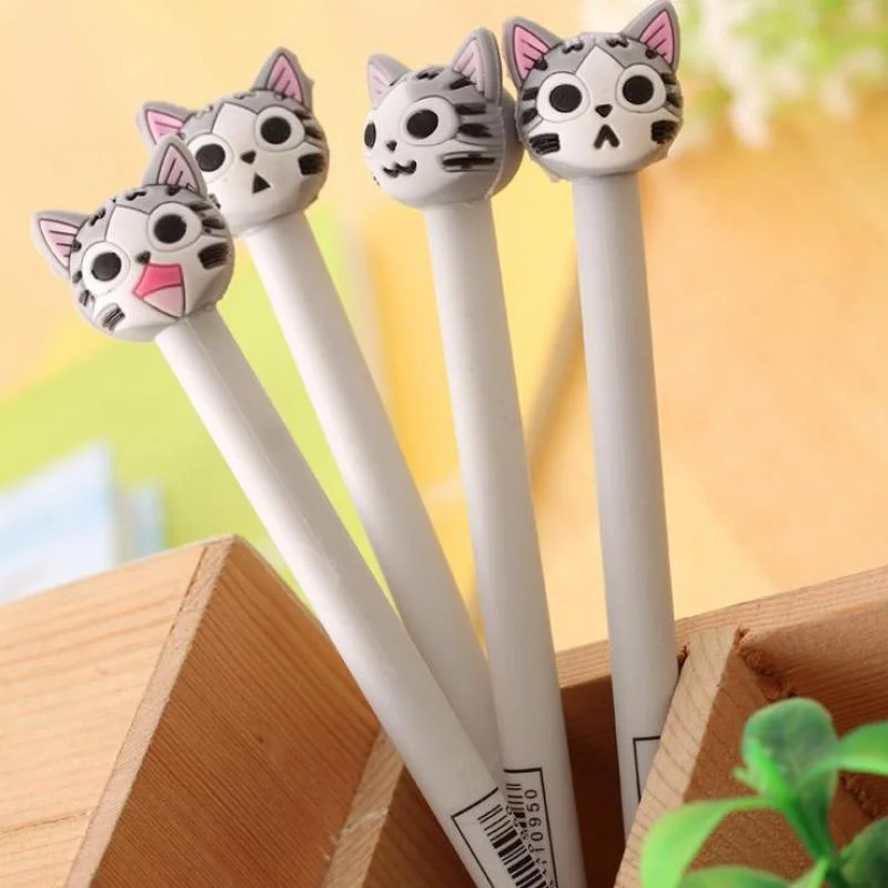 12/60 Pcs Cute Cat Gel Pens Stationery Black Ink Students Creative 0.5mm Office School Supplies Japanese Kawai Stationery