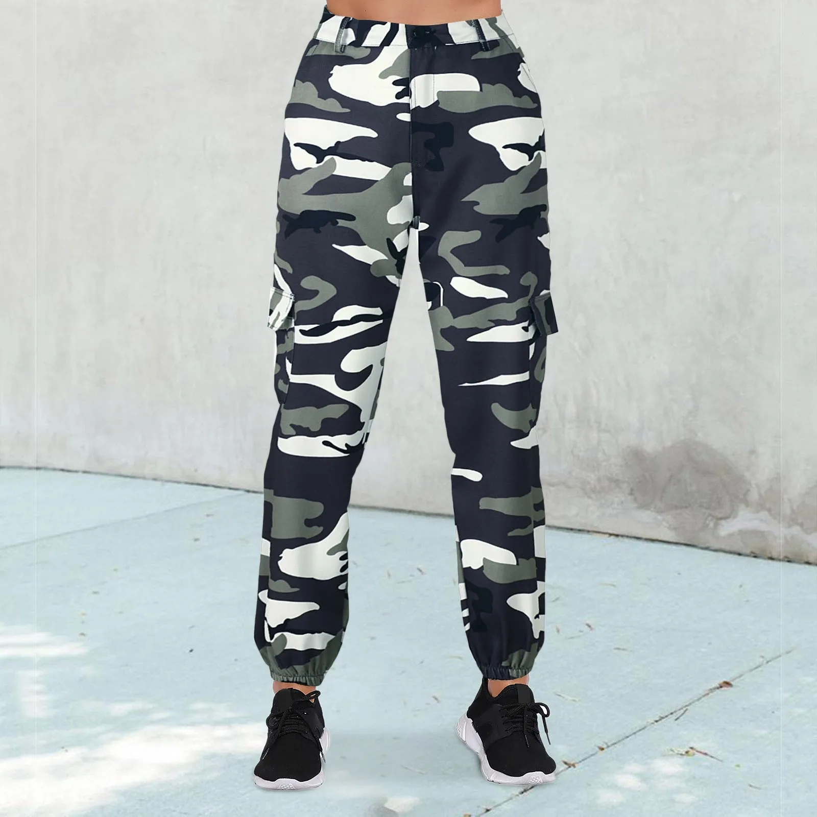 

Camouflage Print Cargo Trousers 2024 Women's High Waist Ankle-Banded Long Harem Pants Outdoor Jogger Soprt Casual Workout Pant