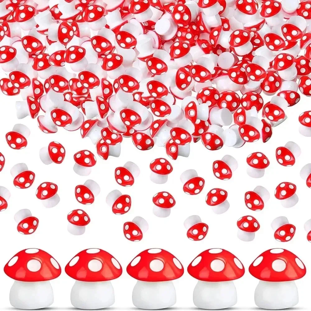 20pcs Mini Resin Mushroom Miniature Figurines, Tiny Mushroom Ornaments, Micro Landscape Terrarium & Dollhouse Craft Decor