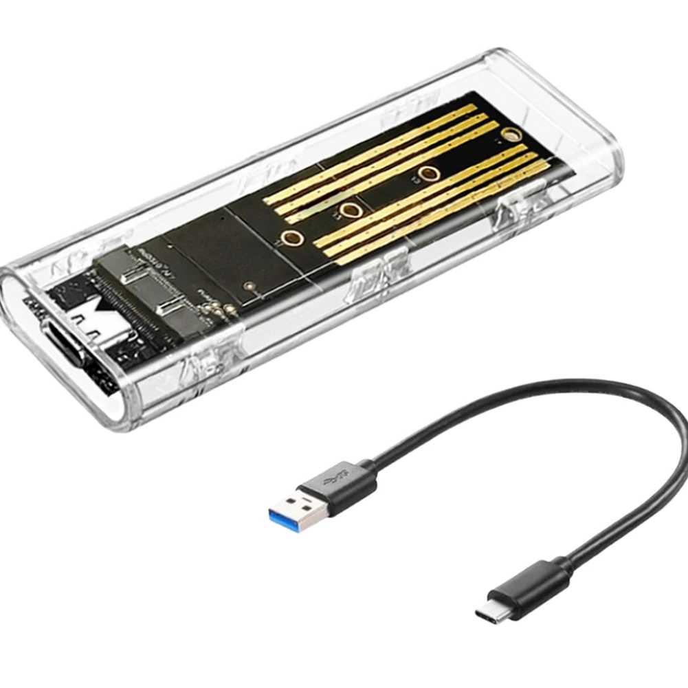M.2 ngff sata tipo c 3.1 caixa ssd externa transparente 10gbps caixa de disco rígido adaptador ssd externo para 2230/2242/2260/2280