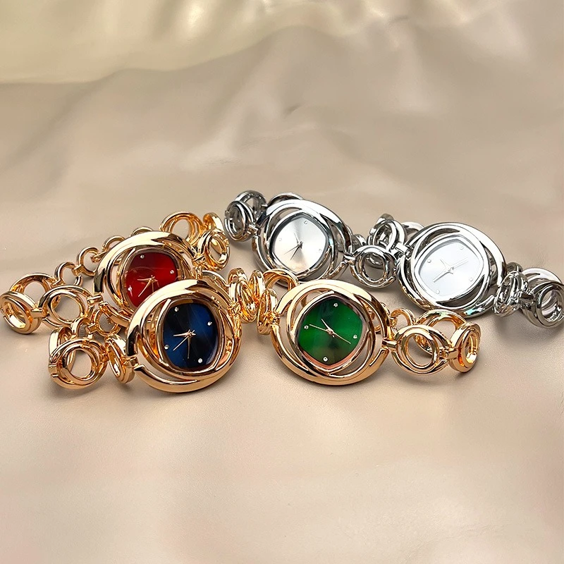 المرأة الجديدة كوارتز ساعة فاخرة روز الذهب الشظية خمر الأزياء الهاتفي الإسورة سوار Reloj السيدات ساعة اليد