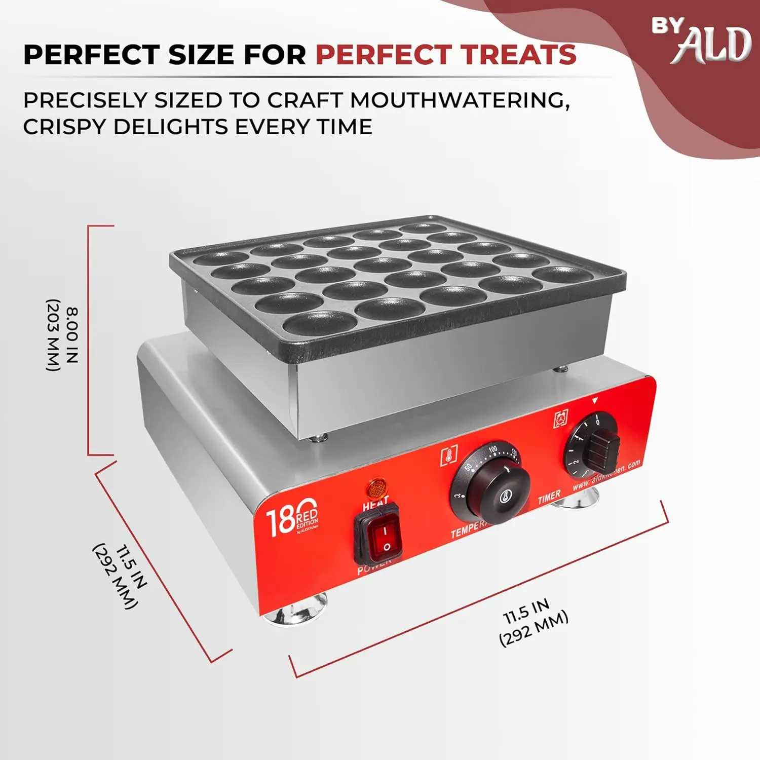 Mini máquina para hacer tortitas holandesas |   Fabricante de Poffertjes |   Antiadherente |   110V (25 panqueques)