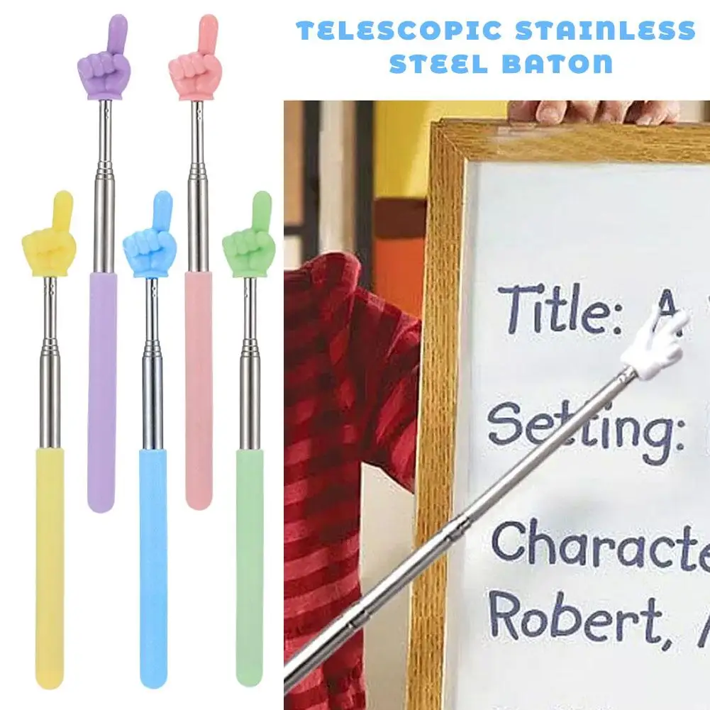 2025 NEW High-end Retractable Teacher Pointer Colored Finger School Non-slip Teaching Handle Steel Pointer Telescopic Y1X2