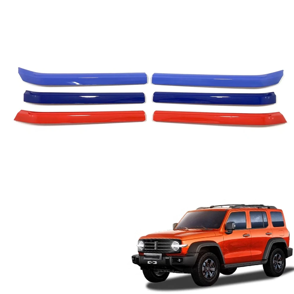 For Car GWM Great Wall Tank 300 2023 2022 2021 Tri-Color Front Center Mesh Grille Trim Accessories 6Pcs