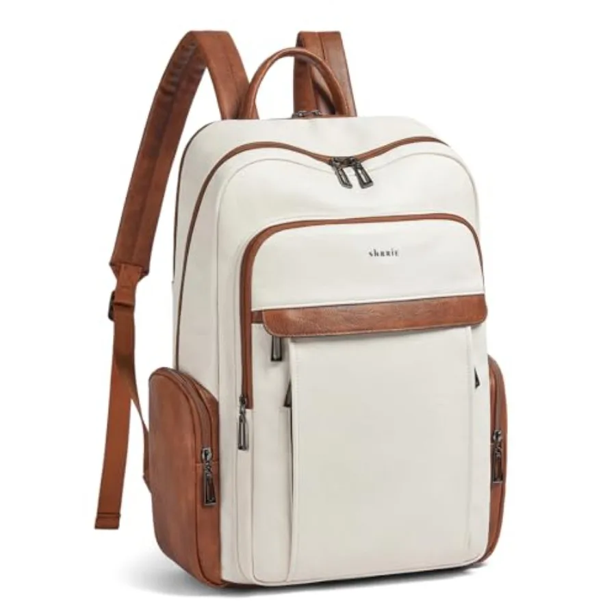 

Leather Laptop Backpack for Women with 17 inch Vegan Leather Computer Backpack Purse for Travel College Work