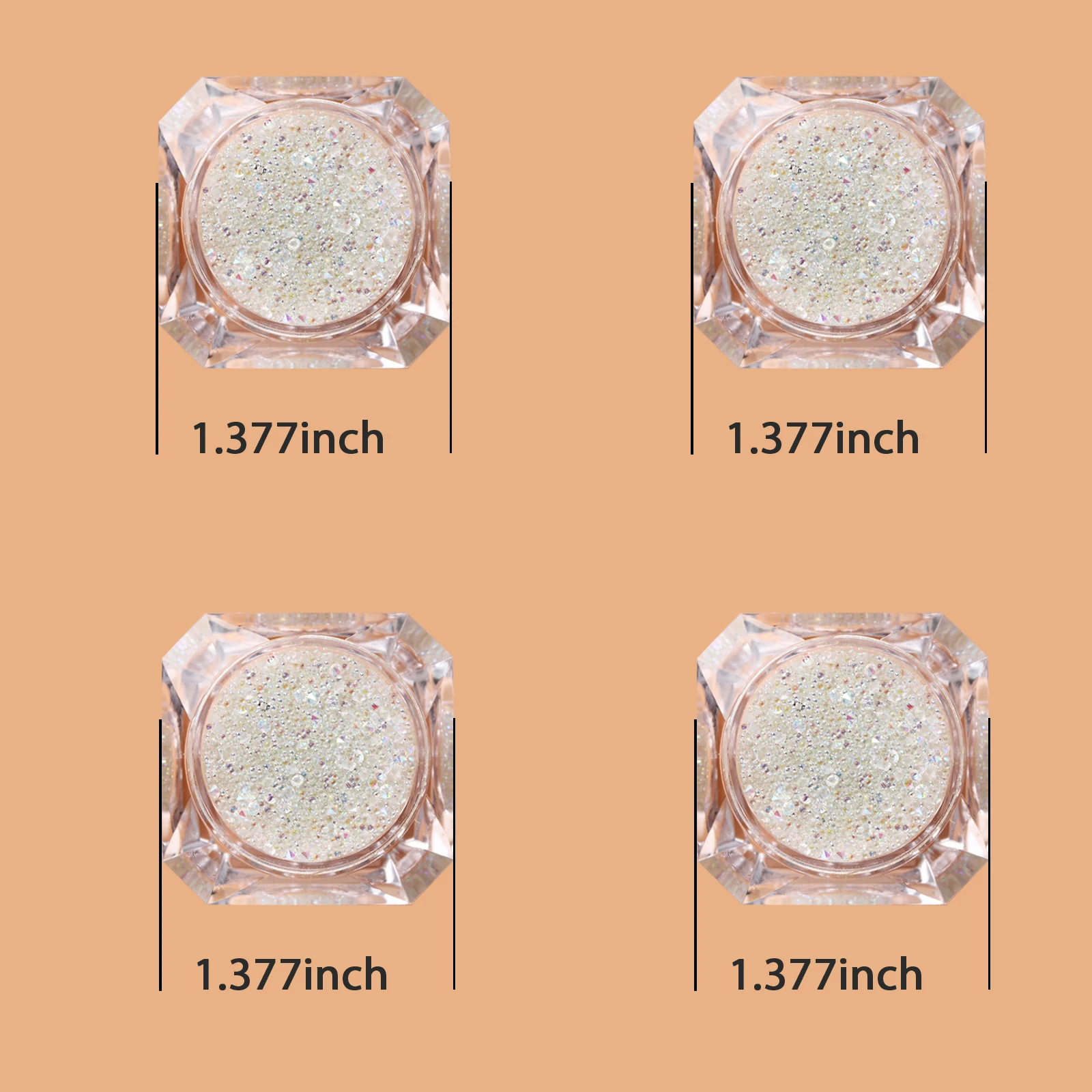 4 Bottle Micro Rhinestones Pixie Crystals Caviar Beads Clear ab Iridescent Rhinestone Shine-Charms Tiny Round Glass Bead for Nai