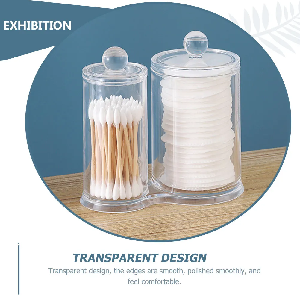 

Cotton Swab Dual Storage Box with Lid Clear Desktop Makeup Cotton Pads Organizer for Women Home Bathroom Supply