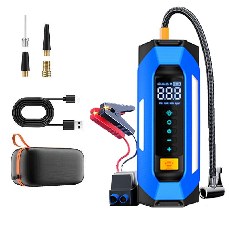 Car Emergency Jump Starter Air Pump Outdoor Portable Power Lamp Air Compressor Tire Inflator Multifunctional Power Supply