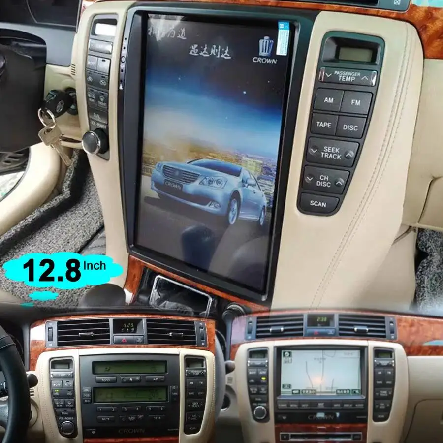 NaviRider 128GB 12.8Inch Big Screen Android 15 Car Radio For Toyota Crown Atlet grs 184 2005 - 2009 GPS Multimedia Video Player