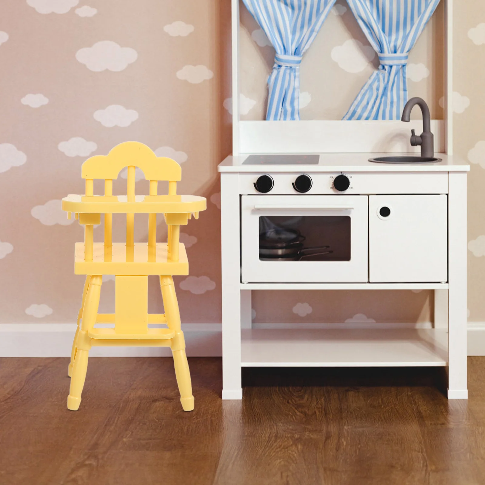 1 Set Miniature Dollhouse Accessories Baby Stroller Highchair Pretend Play Furniture For Kids Birthday Gifts Realistic Nursery