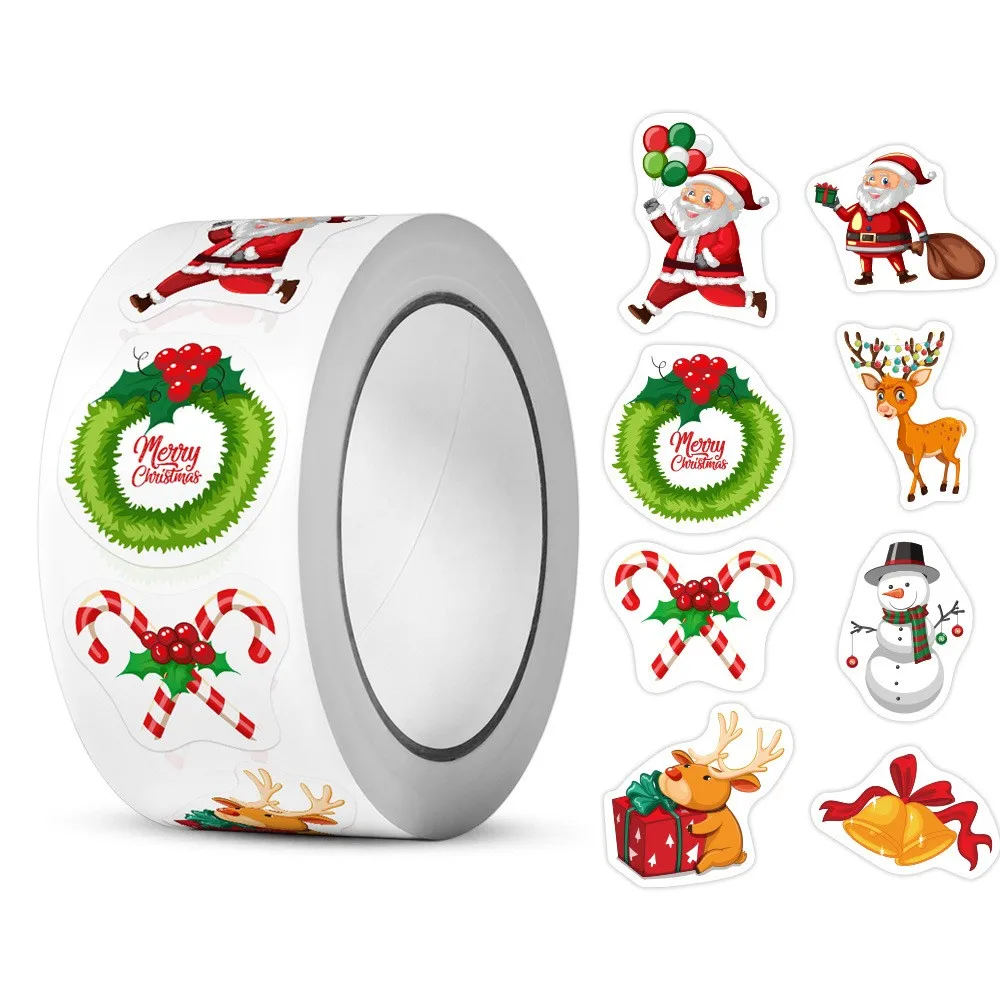 50-500 Stuks Cartoon Vrolijk Kerststickers Santa Claus Boom Papier Label Nieuw Jaar Schattige Sneeuwpop Briefpapier Stickers Voor Kinderen Cadeau