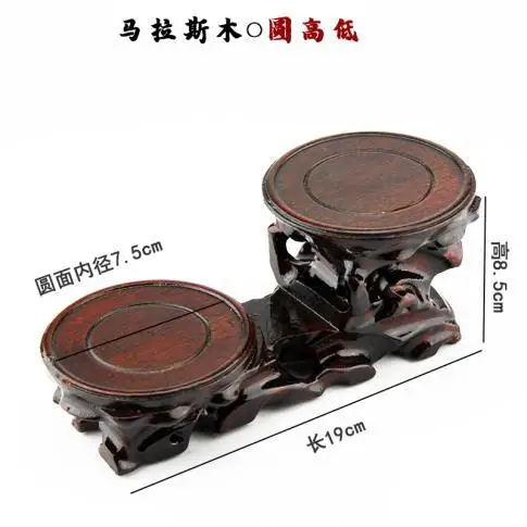 Solid wood ornaments, strange stone vases, purple sand teapot bottom seat round high and low wooden Display Stand
