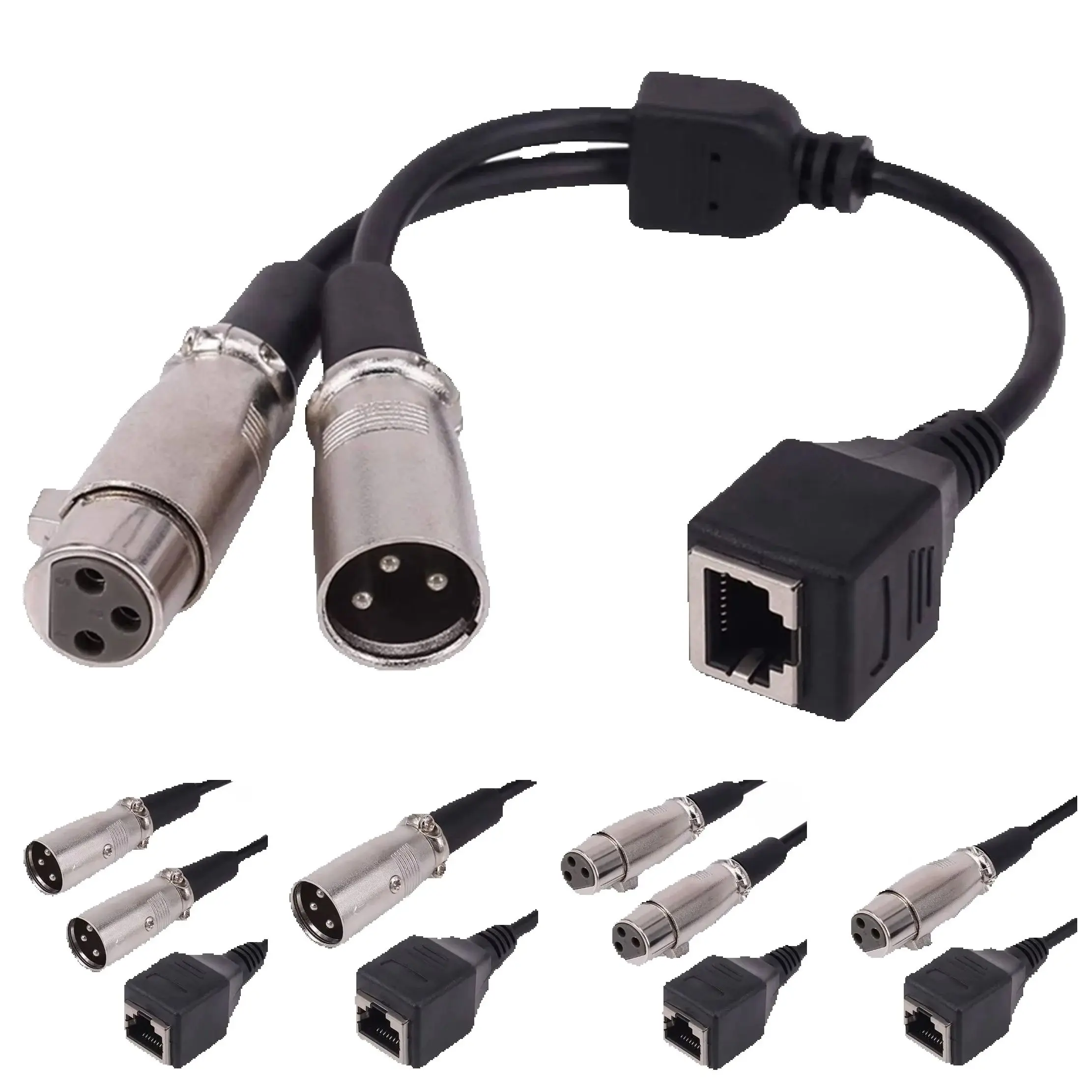 Dual XLR 3Pin Male & Femle To RJ45 Female Audio Network Interface Audio Signal Transmission Short RJ45 To XLR Cable 25cm