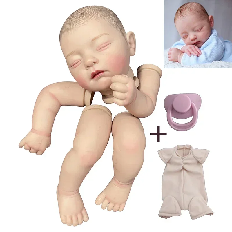 19Inch Already Painted Reborn Doll Kit Jamie Sleeping Baby 3D Skin Visible Veins Unassembled Dll Parts with Cloth Body