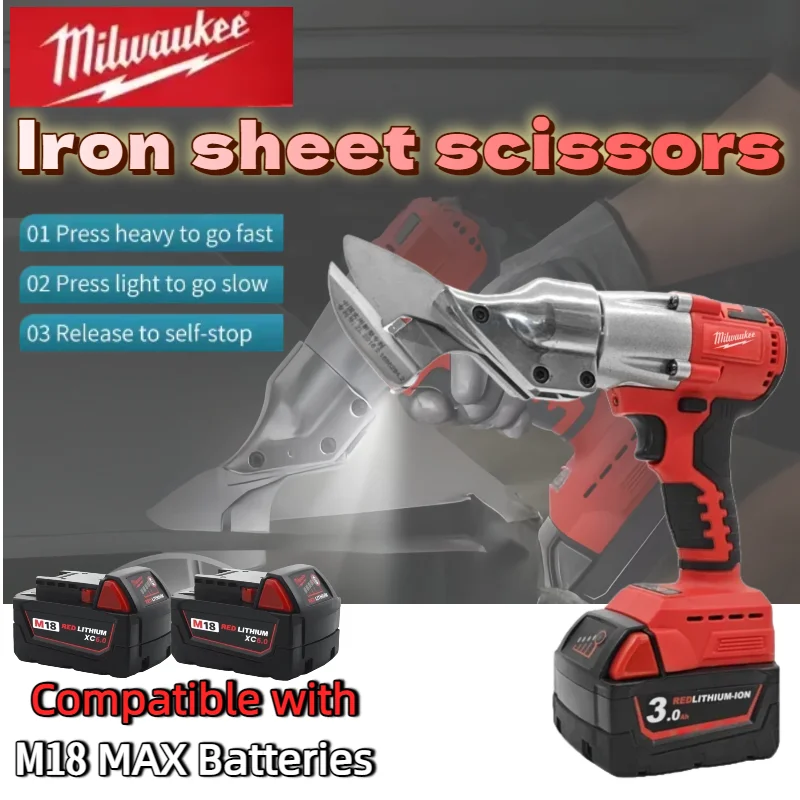 Milwaukee 2 Variable Speed with LED Light Cordless Sheet Metal Cutter Brushless Metal Shears Electric Iron Scissor Power Tools