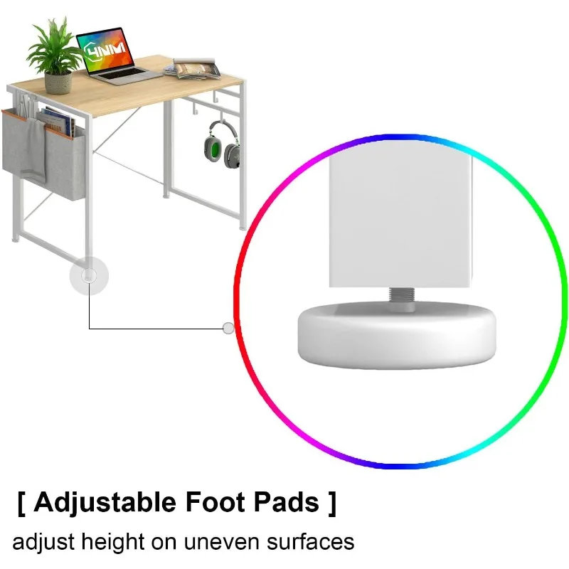 4NM 33.5" Small Folding Desk with Storage Bag, Computer PC Desk Home Office Desk Study Writing Table for Small Space Offices