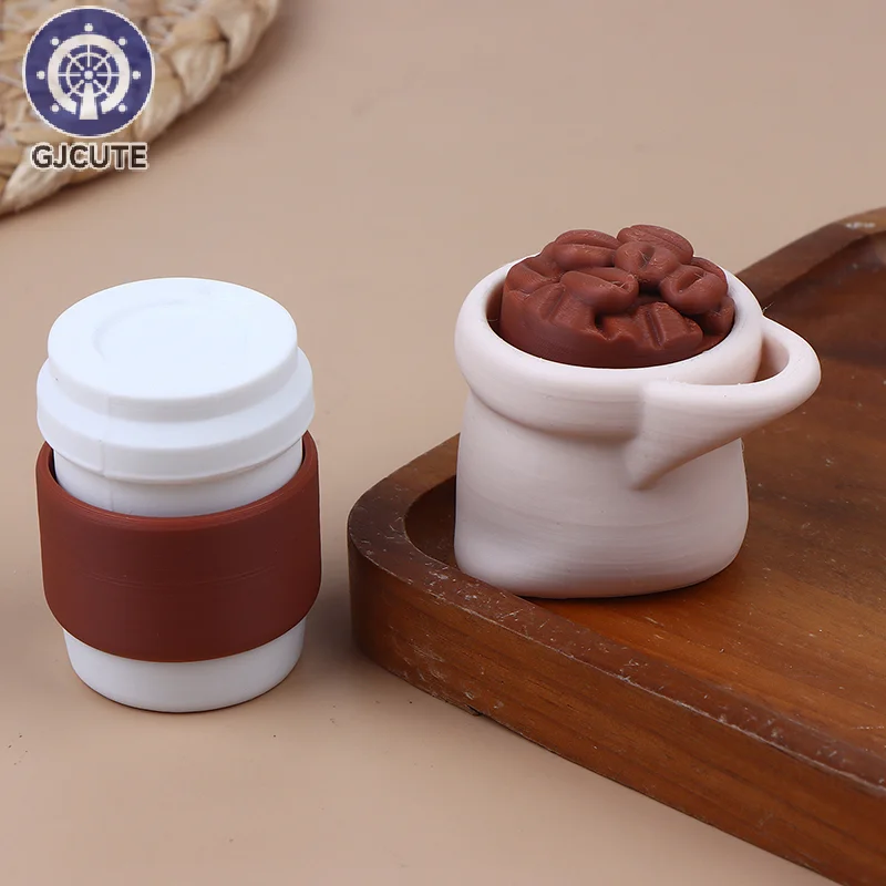 

3D печатные кофейные зерна, кофейная чашка, игрушки для снятия стресса, украшение для рабочего стола, милая и забавная игрушка для расслабления, прессованный орнамент, кликер