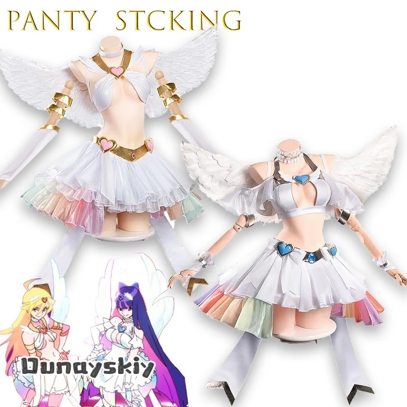 

{Amanda Cos}APanty Stocing Garterbelt New Angel Transformation Cosplay Costume Women Sexy Student Uniform Jk Mini Skirt Outfit