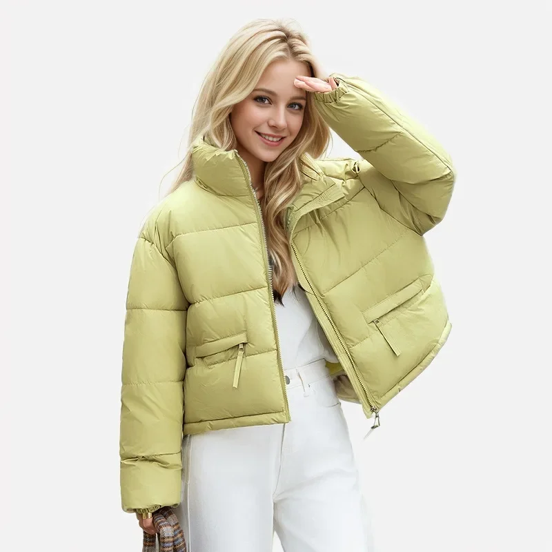 Women's New Winter Jacket Female Pure Color Stand Collar Thicken Parkas Coat Women's Casual Short Cotton Jacket Women's Clothing