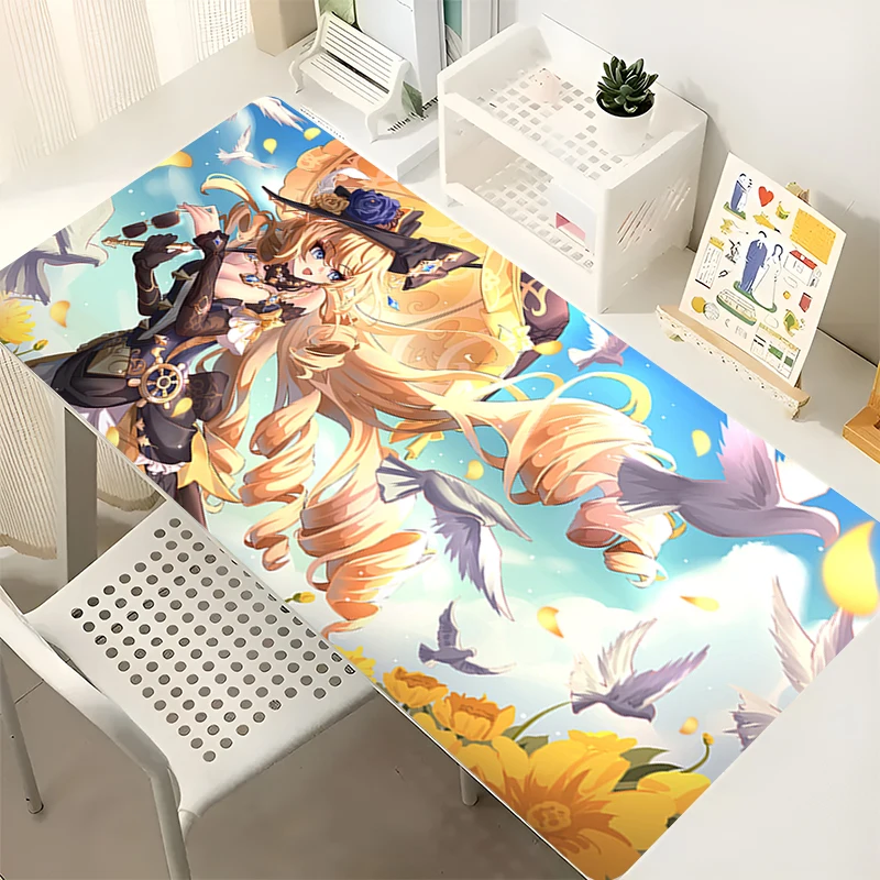 

Genshin impact Navia Mouse Pad Office Accessories Large Anime Mousepad Gamer Keyboard Extended Pad Cute Girl Desk Mat PC Carpet