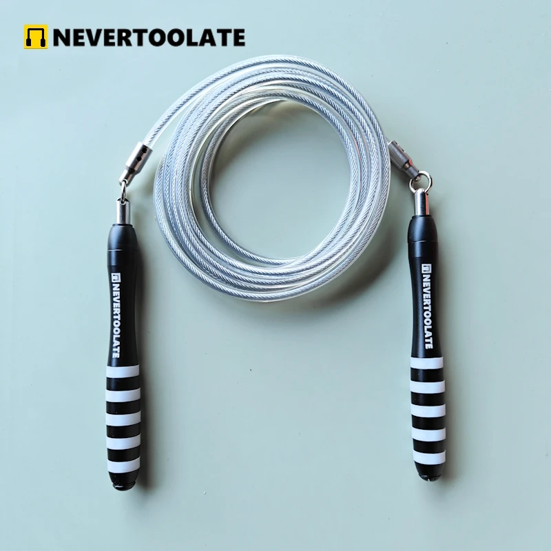 NEVERTOOLATE 390 GRAM BALL BEARING 6MM 8mm Steel rope TPU coating HEAVY jump skip rope fitness HIIT crossfit PU weighted