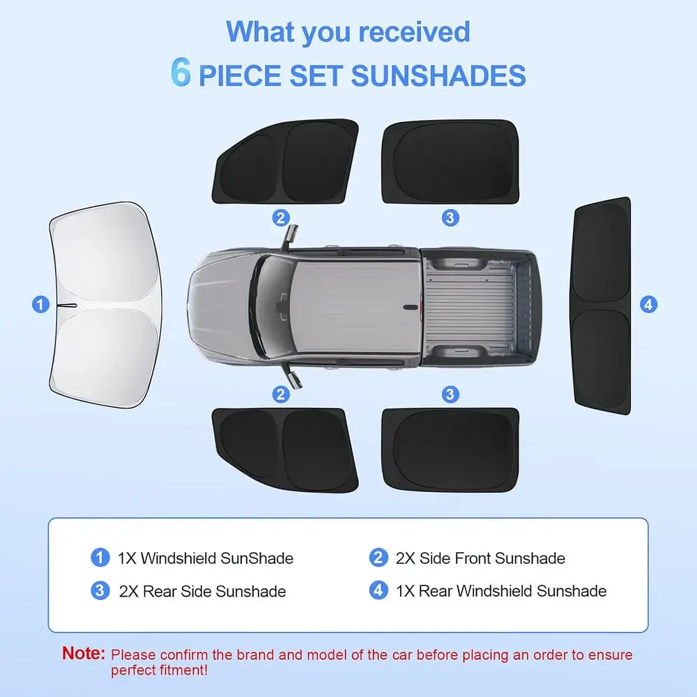 Dodge RAM 1500 2019-2025 مظلات نافذة السيارة بالحجم الكامل، حماية من الأشعة فوق البنفسجية، الخصوصية، مثالية للتخييم وفي الهواء الطلق