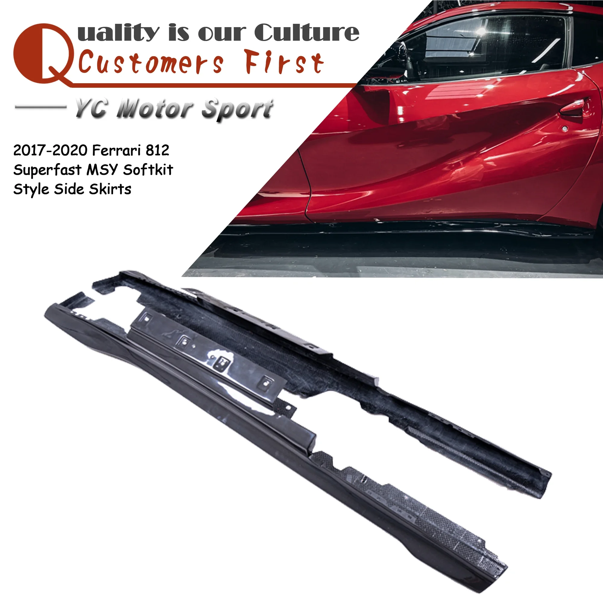 Car Accessories DCF Dry Carbon Fiber MSY Softkit Style Side Skirts Fit For 2017-2020 Ferrari 812 Superfast Bodykit Plain Carbon