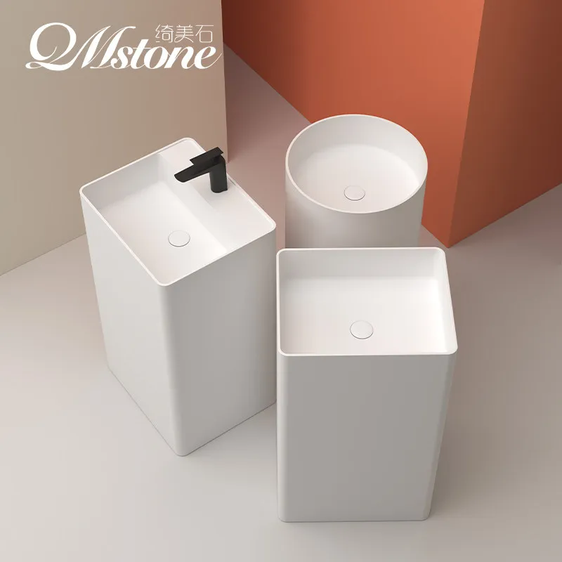 

Stone pillar basin, artificial stone washbasin, hotel, homestay, household circular square floor standing pillar basin