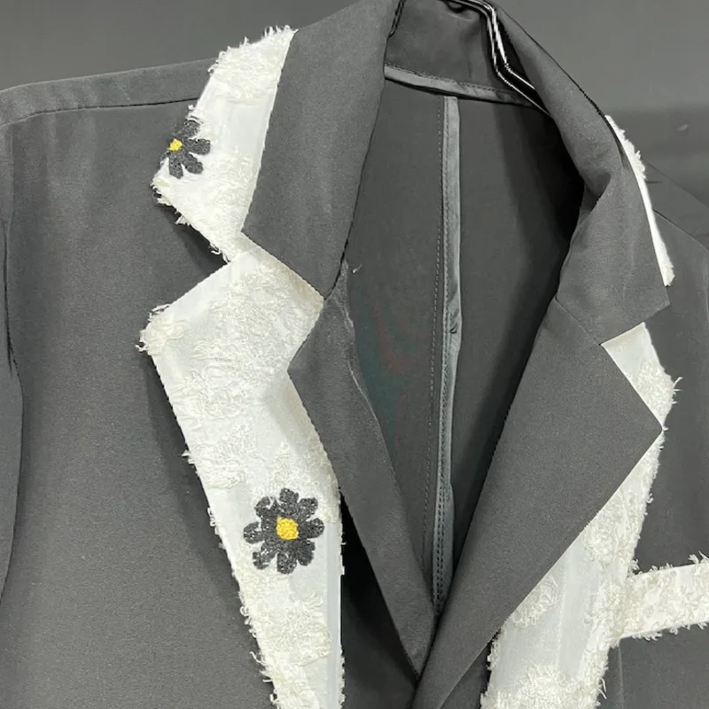 WVGA ربيع الخريف جديد رجل المد شارع العليا المرقعة الأزهار العصرية بدوره إلى أسفل طوق دعوى سترة المتخصصة شيك سترة غير رسمية W12693