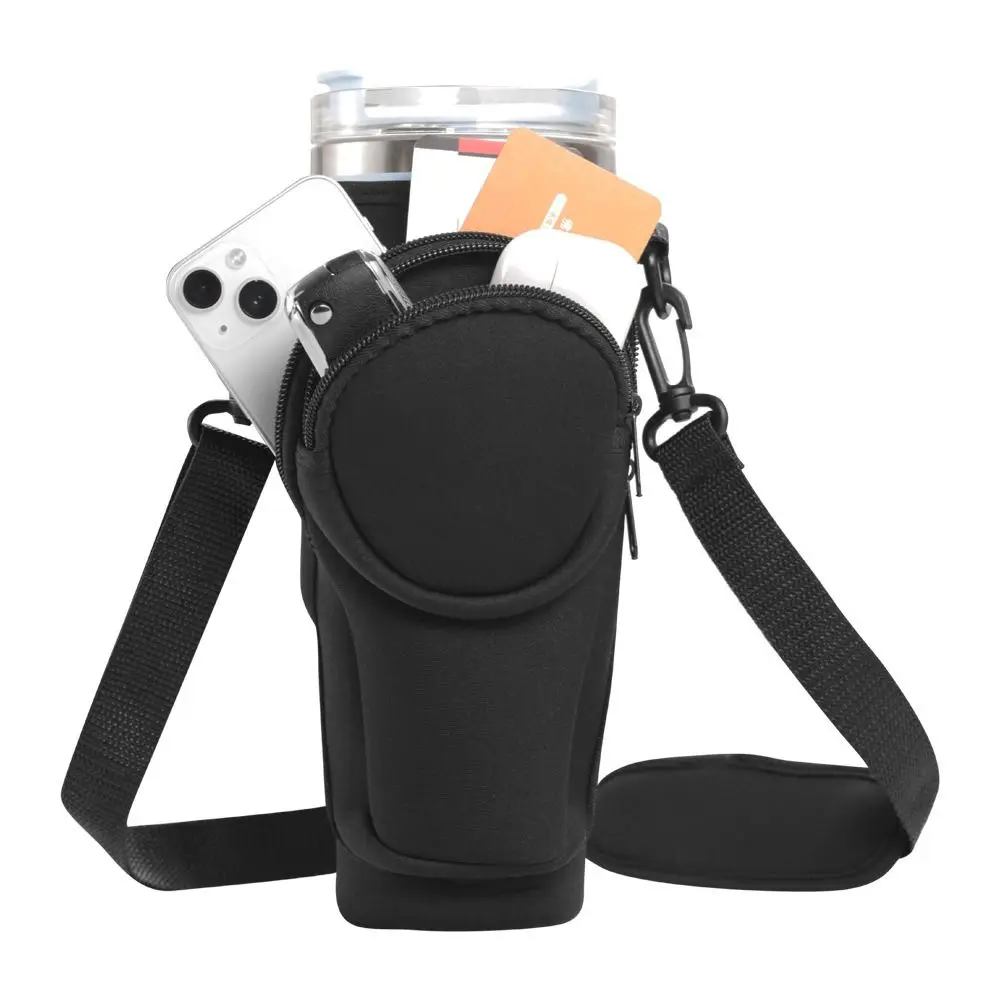 Neoprene Water Bottle Carrier Bag Adjustable Shoulder Strap Detachable Cup Sleeve Ice Brave Cup Cover for 30/40 Oz Tumbler