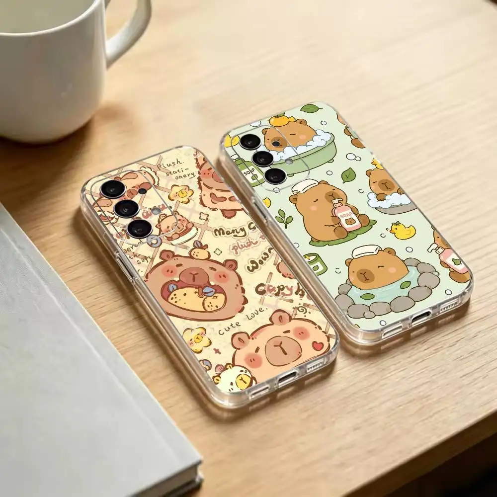 Capybara Cute Cartoon   Clear Soft Silicone Phone Case for Samsung S25 S24 S23 S22 S21 S20 Ultra Plus