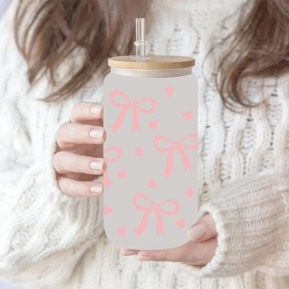 Creative Clear UV DTF Transfer Sticker Waterproof Bow Theme Cup Decals Cartoon Smooth Water Bottles Sticker for Cup Decoration