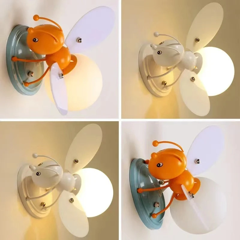 

Creative Children's Room led Wall Lamp Cartoon Bee Eye Protection Wall Light Simple Bedroom Bedside Decoration Lighting Fixtures