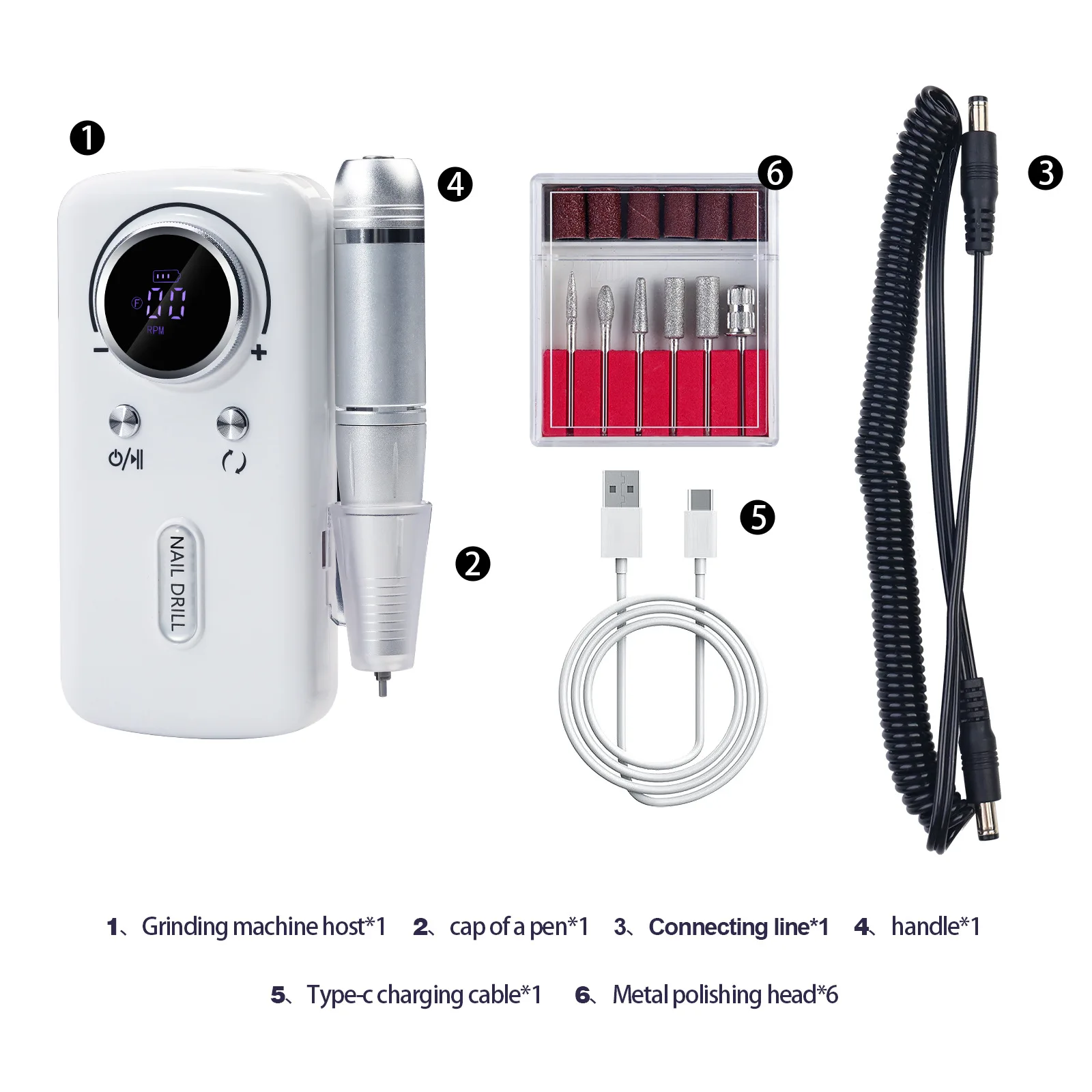 Nieuwe professionele nagelverwijdering nagelpolijstmachine 45000 RPM elektriciteitsopslag draagbare geluidsarme elektrische boormachine schuurmachine