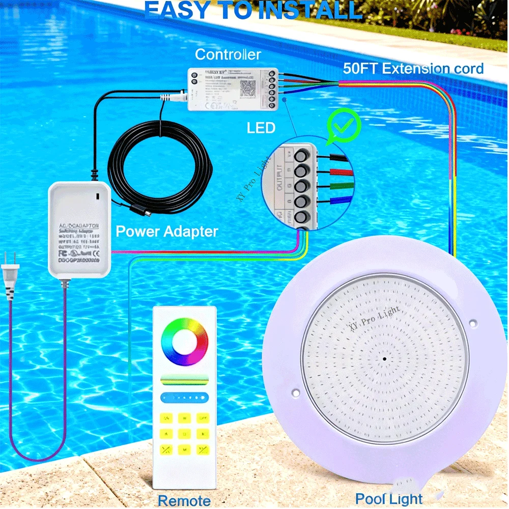 

40 Вт RGB светодиодные светильники для бассейна 35 Вт IP68 приложение дистанционное управление подводная настенная подвеска без открытия наружное ландшафтное освещение