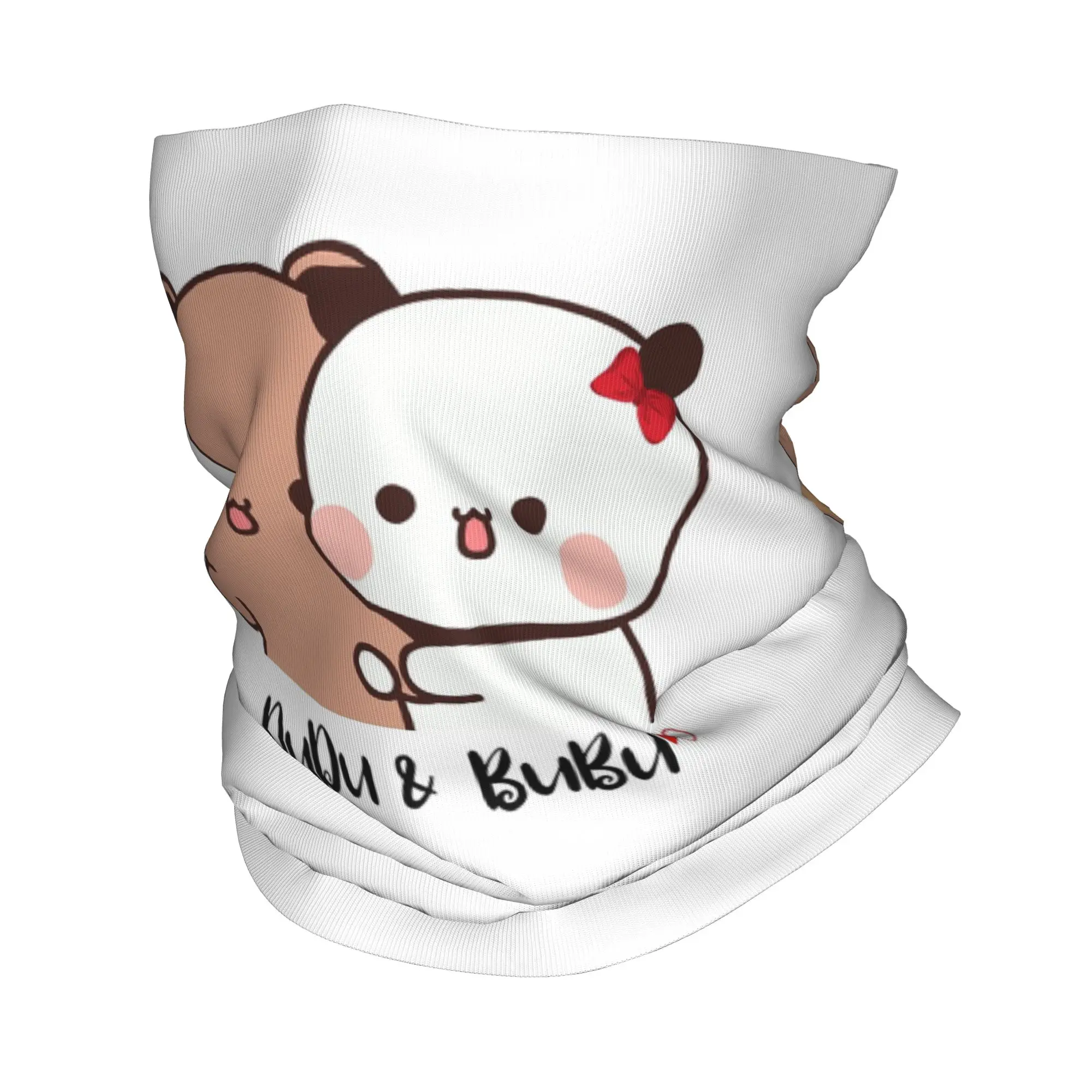 

DuDu Bear and BuBu Panda’s Love Story Bandana Neck Gaiter Printed Wrap Mask Scarf Warm Balaclava Hiking Fishing Unisex Adult