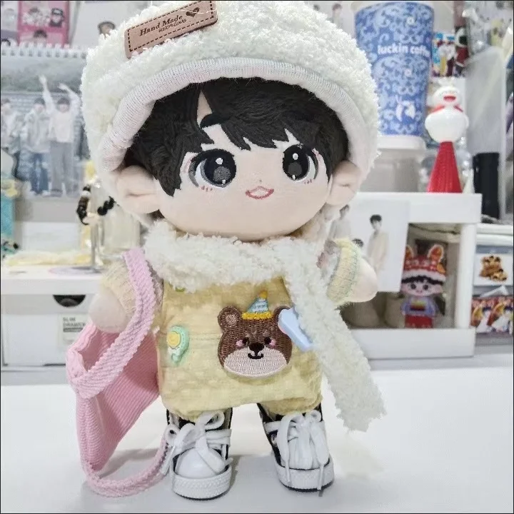 20cm Kawaii Love And Deepspace Idol Doll Clothes New winter kawaii plush suit sweater pants scarf hat and bag decorative