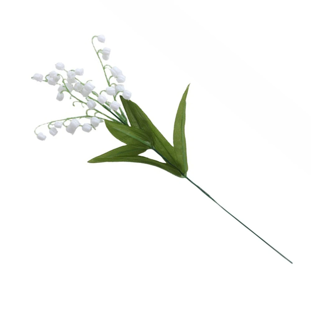 36cm White Artificial Lily Of The Valley Flower Plastic Fake Bellflower With Wire For Outdoor Garden Wedding Bouquet Decoration