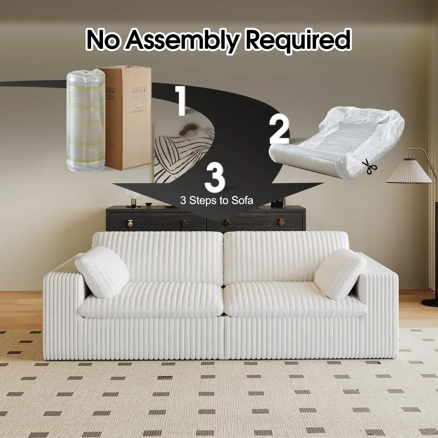 أريكة سحابة معيارية معاصرة في سروال قصير مع 2 مسندين ومقعدين وسطين لغرفة المعيشة المريحة