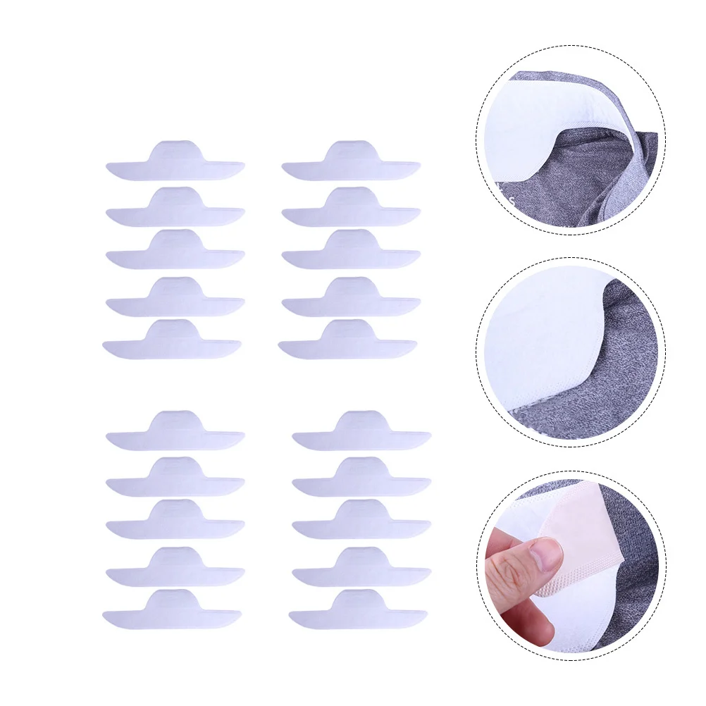 

20Pcs Boat Shape Collar Sweat Pads Self-Adhesive Neck Liner Pads Sweat Absorbing Odor Preventing Stains Collar Protector