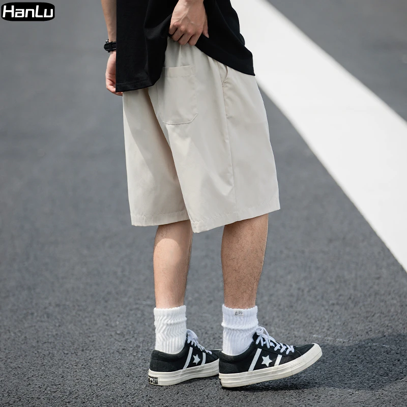 Men's shorts Summer thin zipper loose fitting shorts Men's solid color casual suit shorts High quality jogging shorts