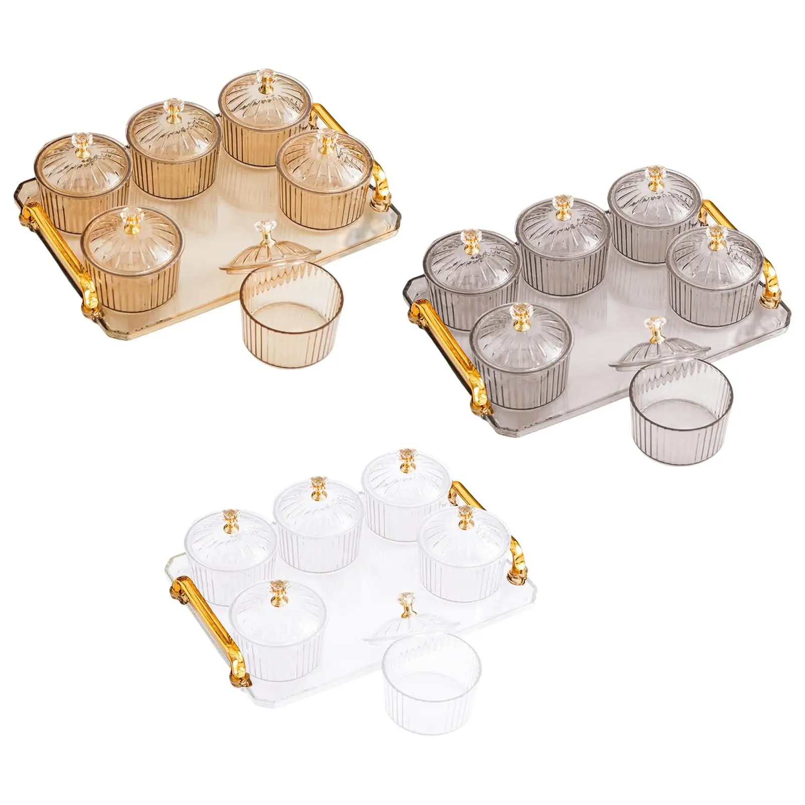 Caddy Serving Platter 6 Bowls with Lid Storage Container Dessert Dividing