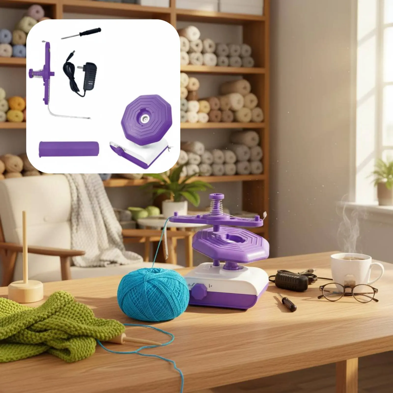 

USB Yarn Winding Machine Time-Saving Electric Yarn Winder Craft Tool Compact Design Anti-Tangling for Knitting Projects