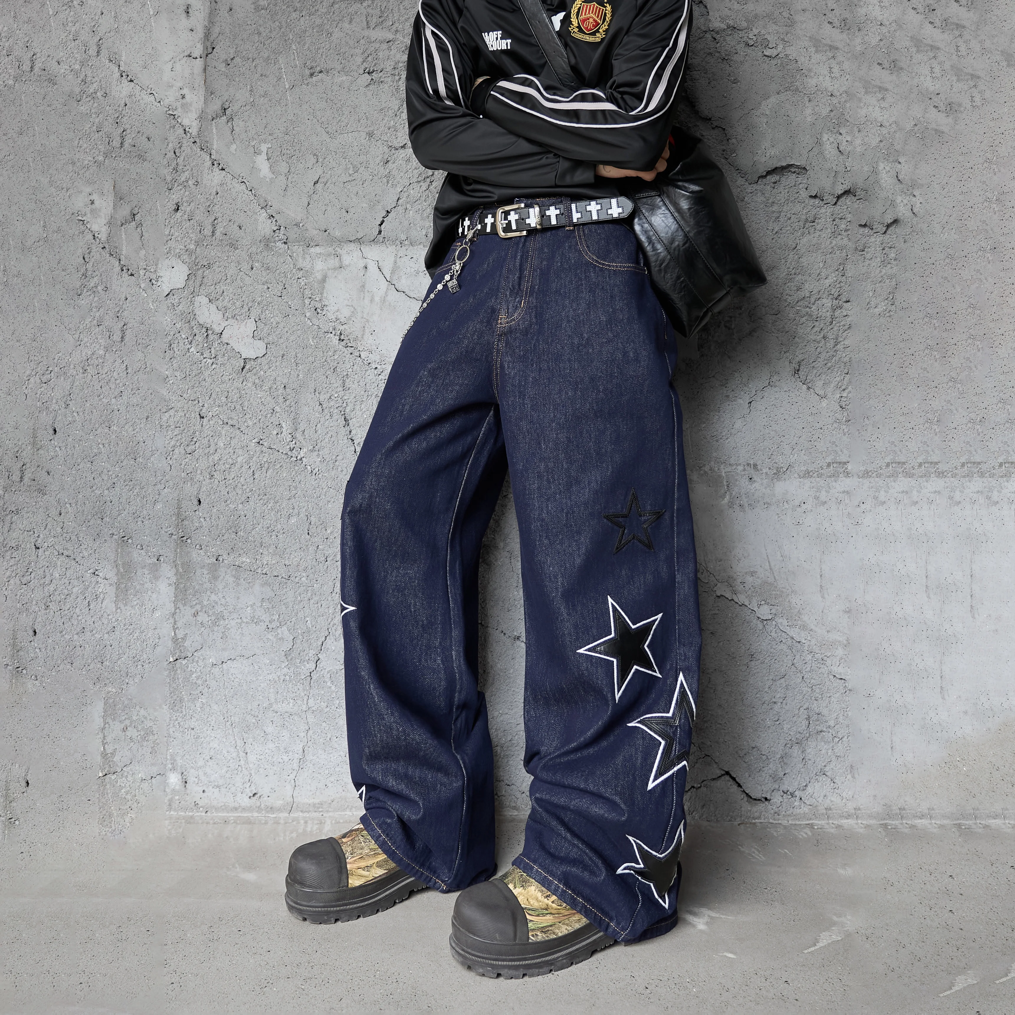 

AL80058 BLCG High Waist Super Quality Loose Fitting Denim Pants Heavy Thick Unisex Fashion Art Stylish Hand Painting Jeans