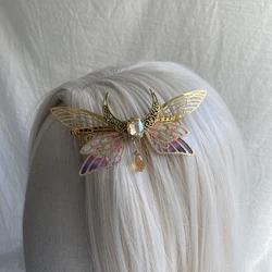 Butterfly Handmade Crescent Moon Headband Hairpin Hair Fork Renaissance Artistic Elegant