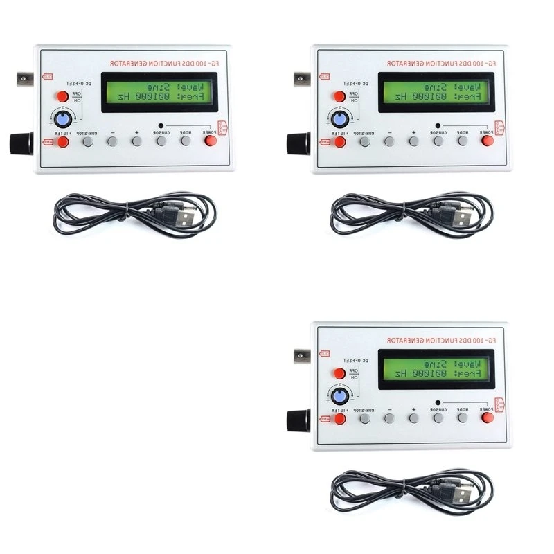 N04R 3X FG-100 DDS Function Signal Generator Frequency Counter 1Hz - 500Khz Module Sine+Square+Triangle +Sawtooth Waveform