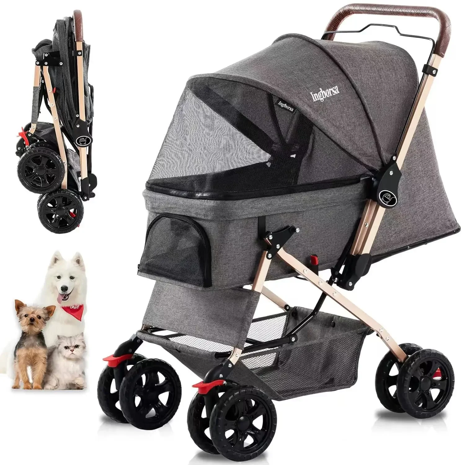 Pet Cart Is Lightweight and Foldable Small and Medium-sized Dog Small Dogs Portable and Detachable Walking Carts