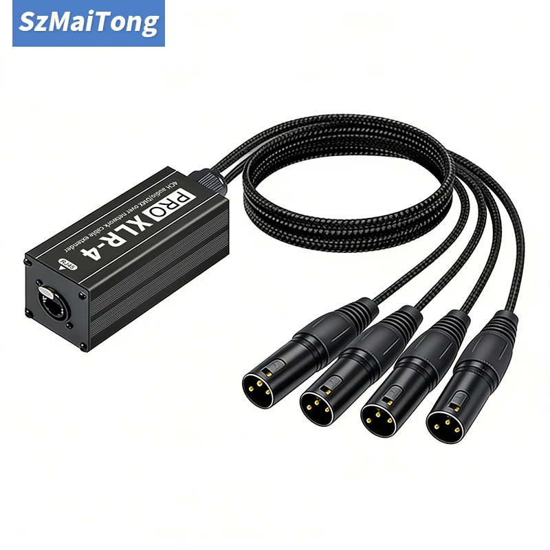 4 Channel 3Pin XLR Male to Female Over RJ45 Cat5/Cat6 Ethernet Cable, Multi Network Receiver for DMX & XLR Signals