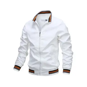 Men Windbreaker Jacket White Casual Jacket Fashion Men Outdoor Waterproof Sports Coat Spring Summer Bomber jacket Men Clothing 2